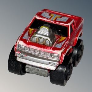 1987 Vintage Road Champs Micro Machines Dragster Red Pickup Truck A3
